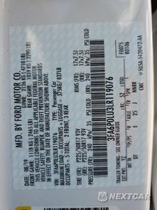 Zdjęcie 13 z 14 samochodu: 2020 FORD FUSION SE VIN:3FA6P0LU3LR119076 - miniatura