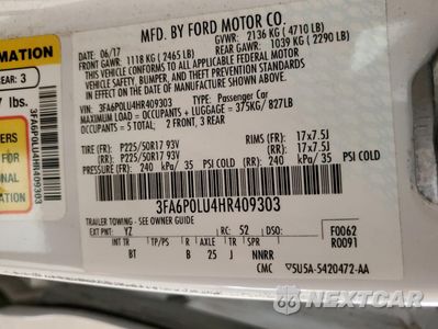 Zdjęcie 12 z 12 samochodu: 2017 FORD FUSION SE HYBRID VIN:3FA6P0LU4HR409303 - miniatura