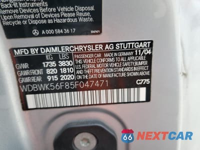 Zdjęcie 12 z 14 samochodu: 2005 MERCEDES-BENZ SLK 350 VIN:WDBWK56F85F047471 - miniatura