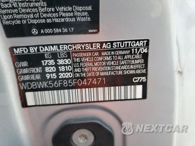 Zdjęcie 12 z 14 samochodu: 2005 MERCEDES-BENZ SLK 350 VIN:WDBWK56F85F047471 - miniatura