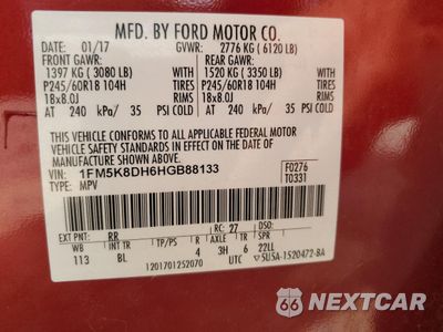 Zdjęcie 14 z 16 samochodu: 2017 FORD EXPLORER XLT VIN:1FM5K8DH6HGB88133 - miniatura