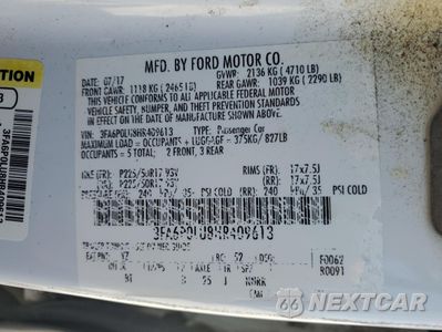 Zdjęcie 12 z 12 samochodu: 2017 FORD FUSION SE HYBRID VIN:3FA6P0LU8HR409613 - miniatura