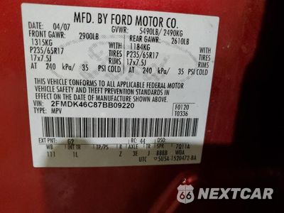 Zdjęcie 14 z 14 samochodu: 2007 FORD EDGE SE VIN:2FMDK46C87BB09220 - miniatura