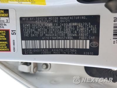 Zdjęcie 12 z 12 samochodu: 2021 TOYOTA CAMRY LE VIN:4T1C11AK5MU574894 - miniatura