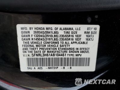 Zdjęcie 13 z 15 samochodu: 2010 HONDA ODYSSEY EXL VIN:5FNRL3H61AB104461 - miniatura