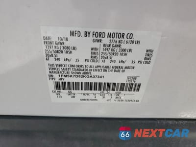 Zdjęcie 14 z 14 samochodu: 2019 FORD EXPLORER XLT VIN:1FM5K7D82KGA37341 - miniatura