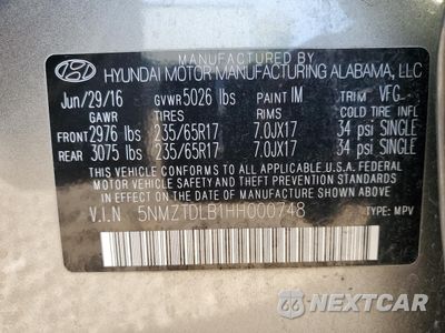 Zdjęcie 14 z 14 samochodu: 2017 HYUNDAI SANTA FE SPORT VIN:5NMZTDLB1HH000748 - miniatura