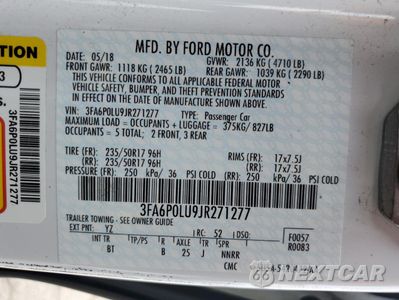 Zdjęcie 12 z 13 samochodu: 2018 FORD FUSION SE HYBRID VIN:3FA6P0LU9JR271277 - miniatura