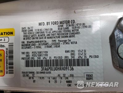 Zdjęcie 12 z 12 samochodu: 2017 FORD FUSION SE HYBRID VIN:3FA6P0LU0HR409136 - miniatura