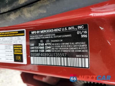 Zdjęcie 13 z 13 samochodu: 2016 MERCEDES-BENZ C 300 4MATIC VIN:55SWF4KB9GU135597 - miniatura