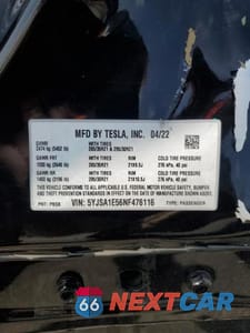 Zdjęcie 13 z 13 samochodu: 2022 TESLA MODEL S VIN:5YJSA1E56NF476116 - miniatura