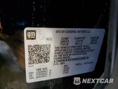 Zdjęcie 13 z 15 samochodu: 2022 CHEVROLET SUBURBAN K1500 RST VIN:1GNSKEKD0NR339979 - miniatura
