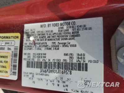 Zdjęcie 13 z 13 samochodu: 2016 FORD FUSION SE VIN:3FA6P0H9XGR169578 - miniatura