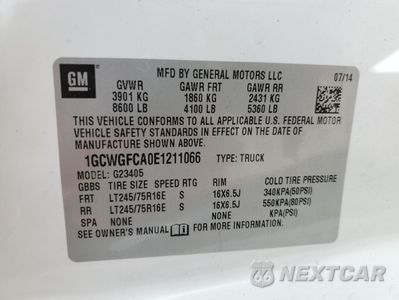 Zdjęcie 13 z 13 samochodu: 2014 CHEVROLET EXPRESS G2500 VIN:1GCWGFCA0E1211066 - miniatura