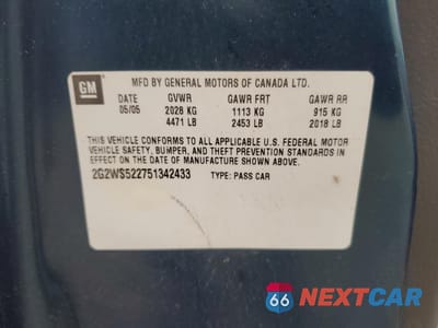 Zdjęcie 12 z 12 samochodu: 2005 PONTIAC GRAND PRIX GT VIN:2G2WS522751342433 - miniatura