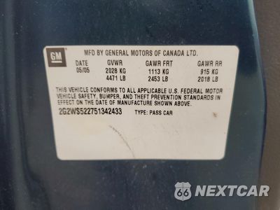 Zdjęcie 12 z 12 samochodu: 2005 PONTIAC GRAND PRIX GT VIN:2G2WS522751342433 - miniatura