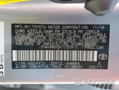 Zdjęcie 12 z 12 samochodu: 2019 TOYOTA C-HR XLE VIN:JTNKHMBX5K1030915 - miniatura