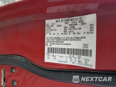 Zdjęcie 13 z 14 samochodu: 2010 FORD EXPLORER XLT VIN:1FMEU7DEXAUA99053 - miniatura