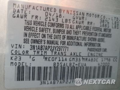 Zdjęcie 12 z 12 samochodu: 2018 NISSAN SENTRA S VIN:3N1AB7AP2JY297771 - miniatura