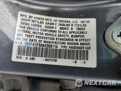 Zdjęcie 12 z 12 samochodu: 2010 HONDA CIVIC LX VIN:19XFA1F59AE006114 - miniatura