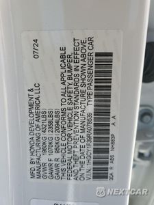 Zdjęcie 12 z 12 samochodu: 2024 HONDA ACCORD EX VIN:1HGCY1F39RA078539 - miniatura