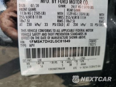 Zdjęcie 13 z 14 samochodu: 2020 FORD EXPLORER XLT VIN:1FMSK7DH2LGC81849 - miniatura