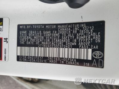 Zdjęcie 12 z 12 samochodu: 2013 TOYOTA COROLLA BASE VIN:2T1BU4EE5DC970401 - miniatura