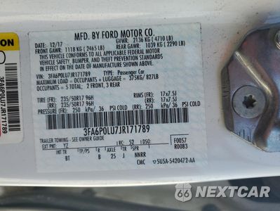 Zdjęcie 12 z 12 samochodu: 2018 FORD FUSION SE HYBRID VIN:3FA6P0LU7JR171789 - miniatura