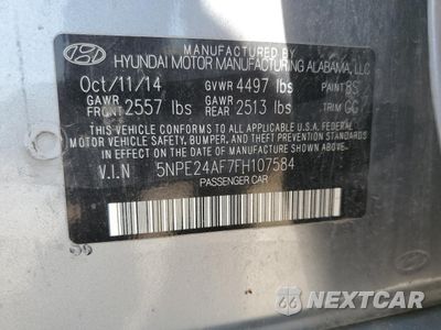 Zdjęcie 12 z 12 samochodu: 2015 HYUNDAI SONATA SE VIN:5NPE24AF7FH107584 - miniatura