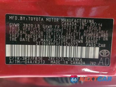 Zdjęcie 12 z 12 samochodu: 2014 TOYOTA COROLLA L VIN:2T1BURHEXEC126073 - miniatura