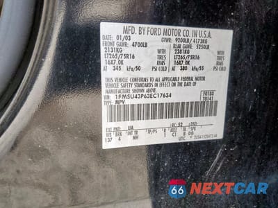 Zdjęcie 12 z 12 samochodu: 2003 FORD EXCURSION LIMITED VIN:1FMSU43P63EC17634 - miniatura