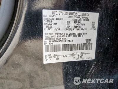 Zdjęcie 12 z 12 samochodu: 2003 FORD EXCURSION LIMITED VIN:1FMSU43P63EC17634 - miniatura