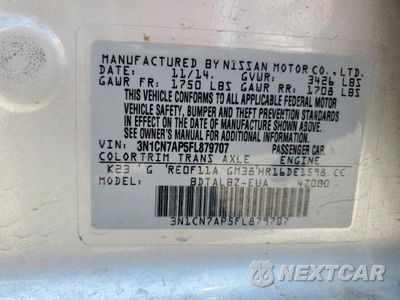 Zdjęcie 12 z 12 samochodu: 2015 NISSAN VERSA S VIN:3N1CN7AP5FL879707 - miniatura