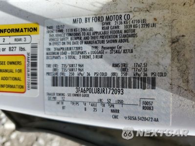 Zdjęcie 12 z 13 samochodu: 2018 FORD FUSION SE HYBRID VIN:3FA6P0LU8JR172093 - miniatura