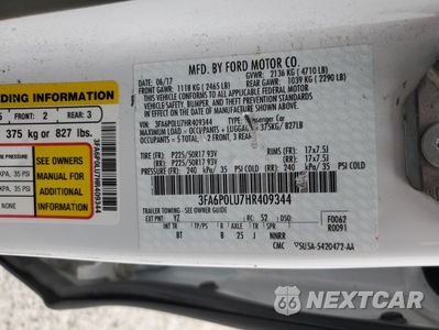 Zdjęcie 12 z 12 samochodu: 2017 FORD FUSION SE HYBRID VIN:3FA6P0LU7HR409344 - miniatura