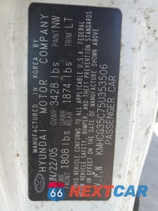 Zdjęcie 12 z 12 samochodu: 2005 HYUNDAI ACCENT GS VIN:KMHCG35C75U353506 - miniatura