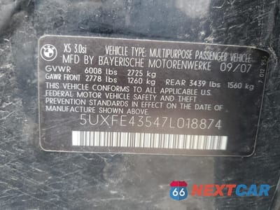 Zdjęcie 13 z 15 samochodu: 2007 BMW X5 3.0I VIN:5UXFE43547L018874 - miniatura
