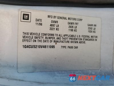 Zdjęcie 12 z 14 samochodu: 1997 BUICK PARK AVENUE ULTRA VIN:1G4CU5210V4611095 - miniatura