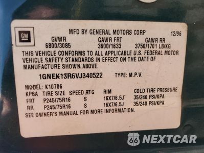 Zdjęcie 13 z 15 samochodu: 1997 CHEVROLET TAHOE K1500 VIN:1GNEK13R6VJ340522 - miniatura