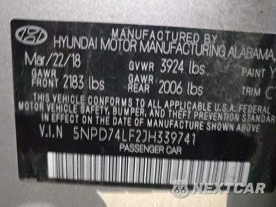 Zdjęcie 12 z 12 samochodu: 2018 HYUNDAI ELANTRA SE VIN:5NPD74LF2JH339741 - miniatura