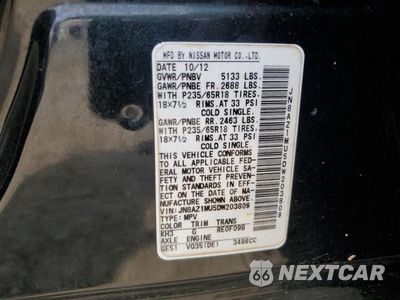 Zdjęcie 13 z 13 samochodu: 2017 NISSAN MURANO S VIN:JN8AZ1MU5DW203809 - miniatura