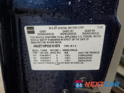 Zdjęcie 12 z 12 samochodu: 2002 ISUZU ASCENDER LS VIN:4NUET16P932101879 - miniatura