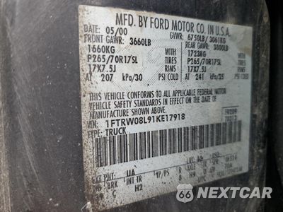 Zdjęcie 12 z 12 samochodu: 2001 FORD F150 SUPERCREW VIN:1FTRW08L91KE17918 - miniatura