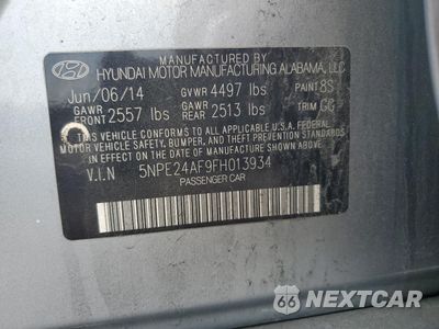 Zdjęcie 12 z 12 samochodu: 2015 HYUNDAI SONATA SE VIN:5NPE24AF9FH013934 - miniatura