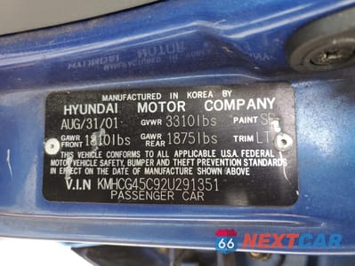 Zdjęcie 12 z 12 samochodu: 2002 HYUNDAI ACCENT GL VIN:KMHCG45C92U291351 - miniatura