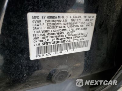 Zdjęcie 12 z 12 samochodu: 2009 HONDA PILOT EXL VIN:5FNYF38509B025501 - miniatura