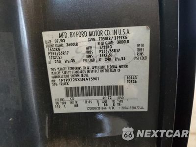 Zdjęcie 12 z 12 samochodu: 2004 FORD F150 VIN:1FTPX125X4NA15901 - miniatura