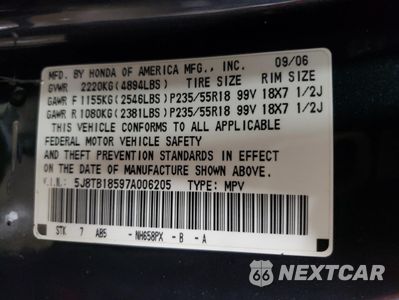 Zdjęcie 13 z 15 samochodu: 2007 ACURA RDX TECHNOLOGY VIN:5J8TB18597A006205 - miniatura