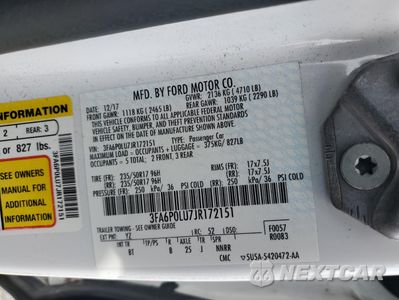 Zdjęcie 12 z 13 samochodu: 2018 FORD FUSION SE HYBRID VIN:3FA6P0LU7JR172151 - miniatura