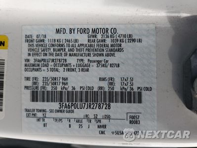 Zdjęcie 12 z 12 samochodu: 2018 FORD FUSION SE HYBRID VIN:3FA6P0LU7JR278728 - miniatura